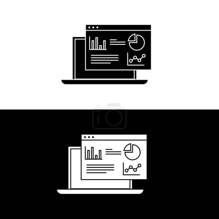 Illustration for Data analytics icon, Business intelligence - Analytics dashboard, Insights symbol - Statistics, Report icon, Metrics - Data Visualization - Data analysis icon. Editable Stroke. - Royalty Free Image