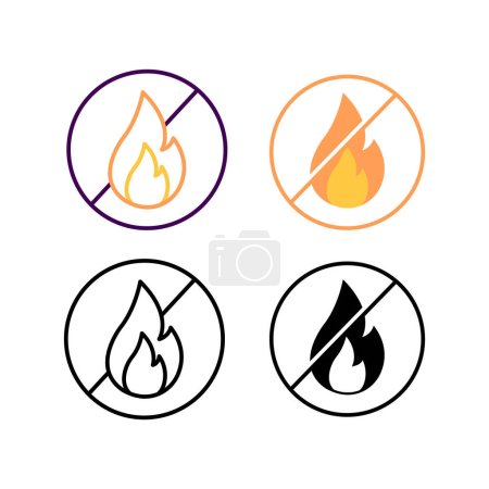 Téléchargez les illustrations : Matériaux résistant au feu, substances incombustibles, produits ignifuges, sécurité incendie, produits chimiques ininflammables icône vectorielle. - en licence libre de droit
