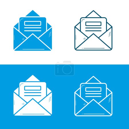 Illustration for Hand Drawn Email Vector Line Icon. message, mail, missive, communication, notification. - Royalty Free Image