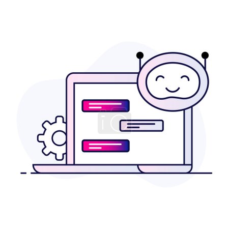 Illustration for AI Chatbot Conversationalist Icon. Intelligent Virtual Assistant. Vector Editable Icon. - Royalty Free Image