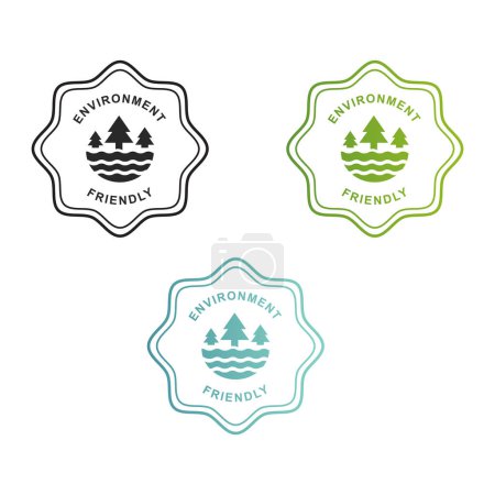Ilustración de Demuestre su compromiso con la sostenibilidad ambiental con esta insignia, un símbolo de prácticas ecológicas. - Imagen libre de derechos