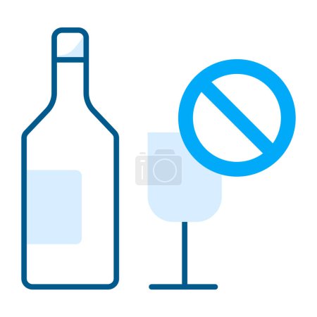 Téléchargez les illustrations : Icône sans alcool. Pas d'alcool, sans alcool, formule sans alcool, pas d'agents de séchage. Utilisez cette icône pour indiquer que vos produits sont exempts d'alcool, ce qui les rend appropriés pour ceux qui ont une sensibilité à l'alcool. - en licence libre de droit
