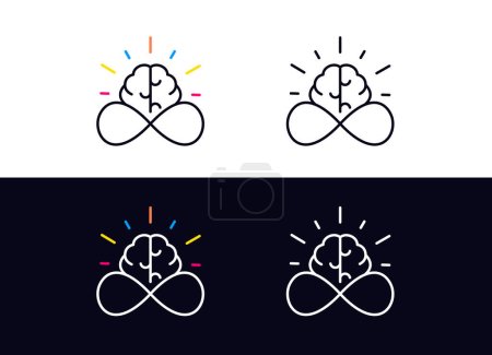 Illustration for Logo of an infinity symbol and a brain. This logo symbolizes boundless potential, perpetual learning, and limitless creativity. - Royalty Free Image