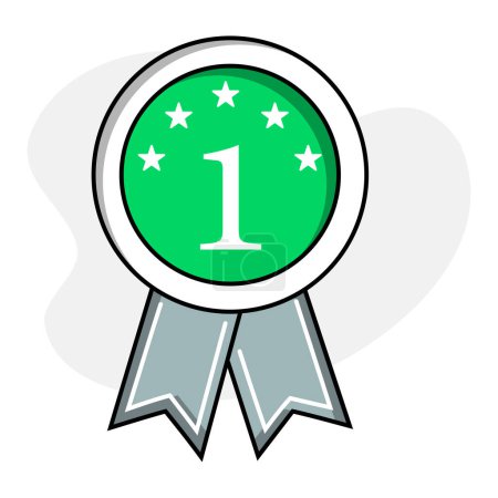 Ilustración de Icono número uno. Una insignia número 1 con el icono de cinco estrellas para representar la excelencia, el logro y el más alto nivel de calidad. - Imagen libre de derechos