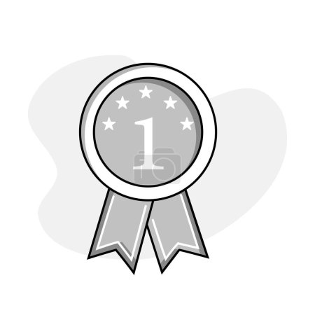 Ilustración de Icono número uno. Una insignia número 1 con el icono de cinco estrellas para representar la excelencia, el logro y el más alto nivel de calidad. - Imagen libre de derechos