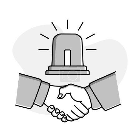 Illustration for Urgent Agreement Icon. A handshake icon with an alarm icon to represent an urgent agreement or contract that needs to be signed and executed quickly. - Royalty Free Image