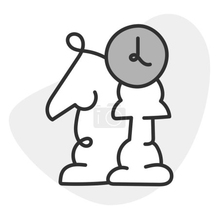 Illustration for A vector icon featuring a chess figure and a clock, symbolizing strategic gameplay, competition, and timed moves in chess. - Royalty Free Image