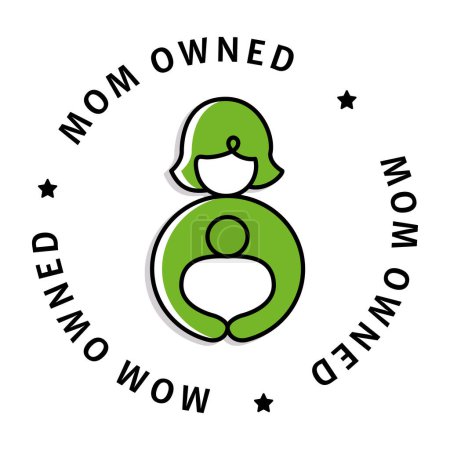 Illustration for An icon representing businesses proudly owned by moms, showcasing maternal entrepreneurship and the Mom Owned badge. - Royalty Free Image