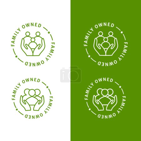 Illustration for An icon featuring circular family ownership, emphasizing generational business continuity, the certified family heritage, and the family business emblem. - Royalty Free Image