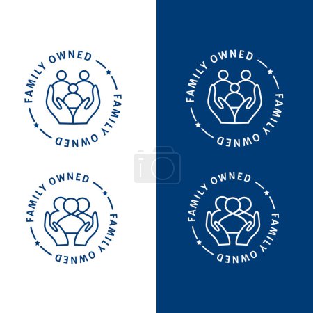 Illustration for An icon showcasing a circular family owned business seal, highlighting multi generational ownership, the legacy of the family business, and the certification of being a family enterprise. - Royalty Free Image