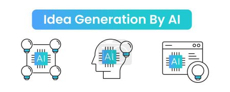 AI brainstorming, idea generation AI, creative AI, brainstorming companion, AI ideation, AI creativity, AI inspiration. Vector icons with editable stroke.