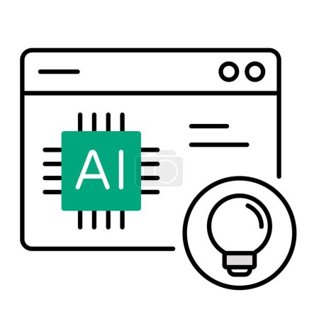 Ideas más rápidas con AI Icon. Romper a través de bloques creativos con AI icono. Icono vectorial con trazo editable.