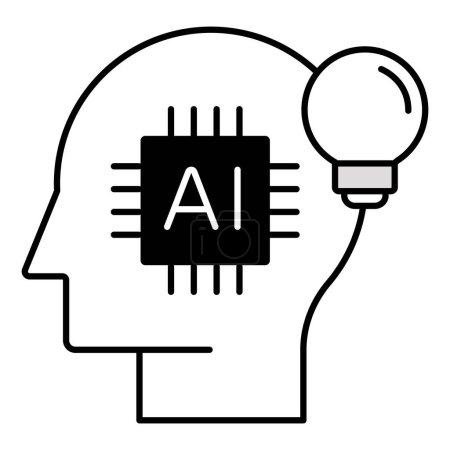 Ideas más rápidas con AI Icon (Aumentar la creatividad). Romper a través de bloques creativos con AI icono. AI Brainstorming Icon (Generar nuevas ideas). Carrera editable vectorial.