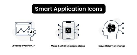Smart Application Icons. Optimizing Performance and Efficiency. Smart Icons for Performance, Data Leverage, and Behavior Change. Vector Editable Stroke and Colors. 