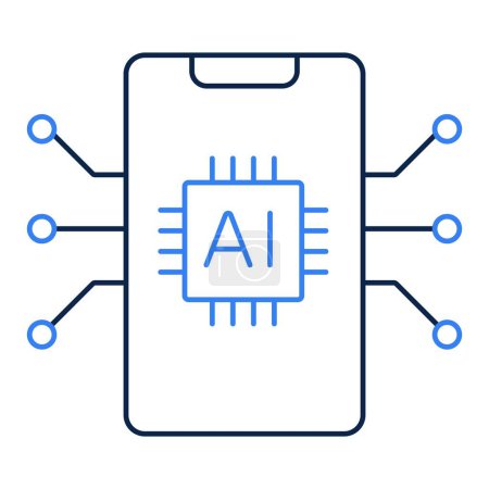 AI Powered App Development Icon. Revolutionizing Applications. App Development with AI Icon. Innovating Software Solutions. Smart App Creation Icon. Harnessing the Power of AI. Editable Stroke Icon.