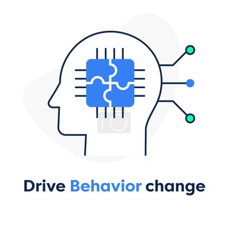 Icono de cambio de comportamiento. Catalizador para Transformación Positiva. Conduce un cambio de comportamiento. Modificación del comportamiento. Transformación del comportamiento. Cambia el catalizador. Vector Editable Icono Carrera y Colores.