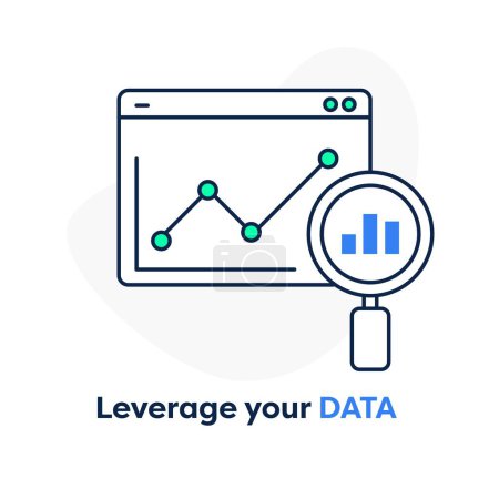 Data Driven Insights. Cómo aprovechar sus datos de manera efectiva. Icono de empoderamiento de datos. Desbloquear su potencial de datos. Colores y trazos editables vectoriales.