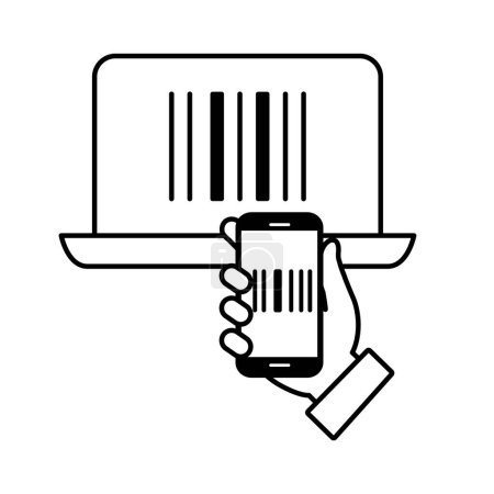 Barcode-Erkennung per Fingertipp-Icon. Vektor Editierbares Stroke Icon.