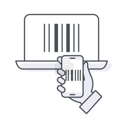 Desbloquear detalles del producto. Icono del escáner de código de barras. Mejorar la experiencia del cliente. Icono de código de barras. Icono de trazo editable.