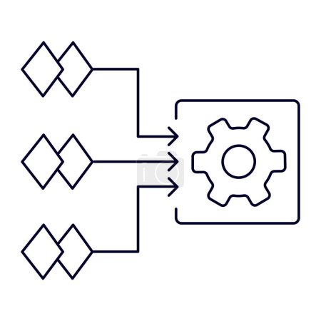 Input Processing. Data Dynamo: Streamlined Input Processing for Enhanced Efficiency. Vector Editable Stroke Icon.