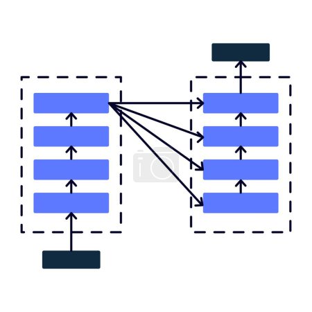Illustration for Deep Learning Architectures: Advanced neural network models enabling breakthroughs in various AI applications. - Royalty Free Image