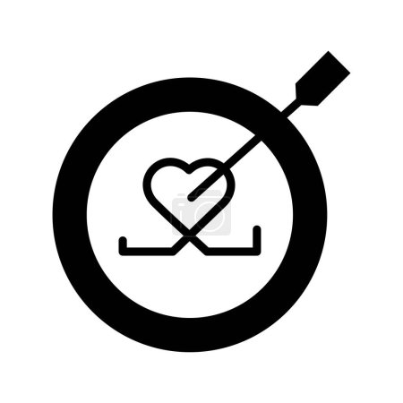 Vise l'amour. Cible et c?ur. Vise directement pour le c?ur avec cette icône, parfait pour illustrer l'amour comme une cible à atteindre dans les relations.