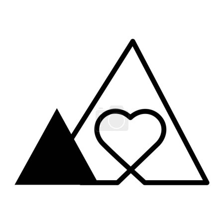 Amor firme. Montaña y corazón. Representa la fuerza del amor con este icono, ideal para ilustrar la resistencia y la resistencia en las relaciones.