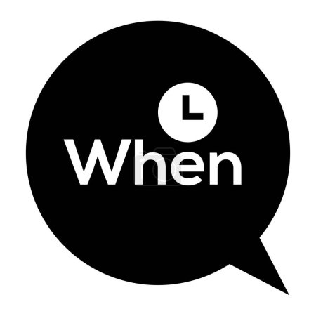 Enquête de timing : Quand Icône. Moment des questions avec cette icône "quand", parfait pour illustrer les demandes et la planification.