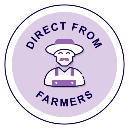 Farm Fresh Delights: Direct from Farmers. Vector Badge Icon.