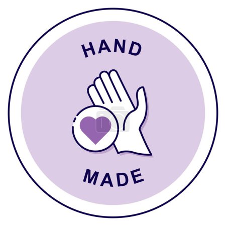 Crafted with Care: Handmade. Vector Badge Icon.