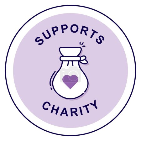 Giving Back: Supports Charity. Vector Badge Icon.