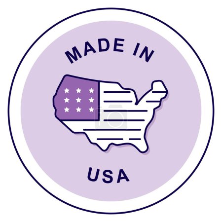 Proudly American: Made in USA. Vector Badge Icon.