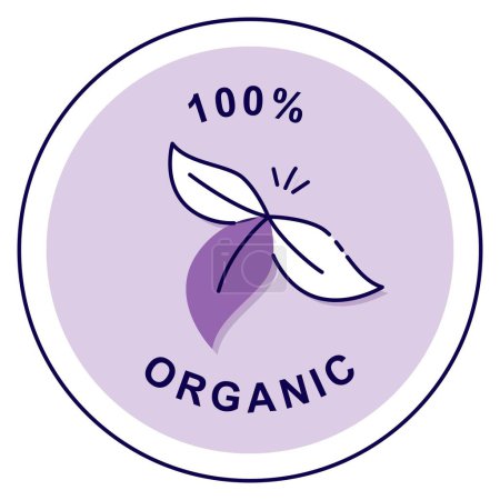 Pure Organic Goodness: 100% Organic. Vector Badge Icon.