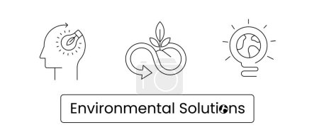 Vector icon concepts representing innovative environmental solutions, symbolizing various sustainable practices and eco friendly solitions.