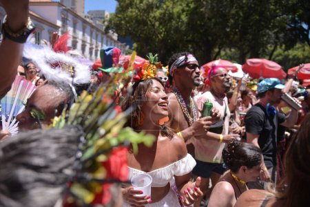 Rio de Janeiro/Brazil - 02.11.2024: Carnival in Rio de Janeiro, Brazil - Bloco Cordao do Boitata this Sunday (11), in the center of Rio de Janeiro. The group livened up Rio's carnival with traditional and original songs.