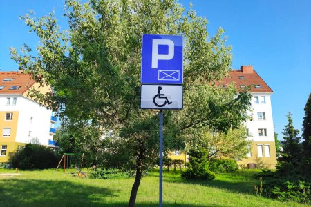 Photo for Concept of Accessible Parking and locations, urban Universal Design. Adapted spaces for people with disabilities. Inclusion - Royalty Free Image