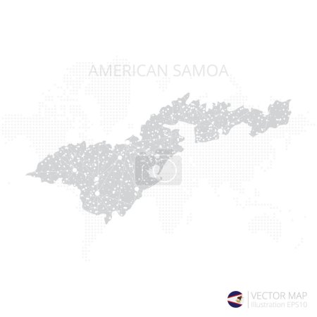 Ilustración de Mapa gris de Samoa Americana aislado sobre fondo blanco con líneas de malla abstractas y escalas puntuales. Ilustración vectorial eps 10 - Imagen libre de derechos