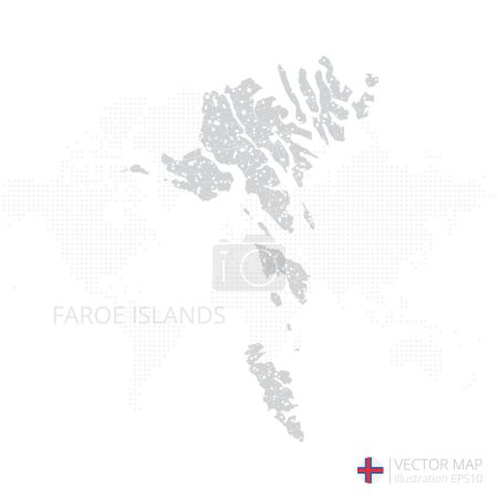 Téléchargez les illustrations : Carte grise des îles Féroé isolée sur fond blanc avec une ligne de maille abstraite et des échelles de points. Illustration vectorielle eps 10 - en licence libre de droit