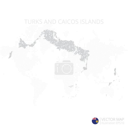 Illustration for Turks and Caicos Islands grey map isolated on white background with abstract mesh line and point scales. Vector illustration eps 10 - Royalty Free Image