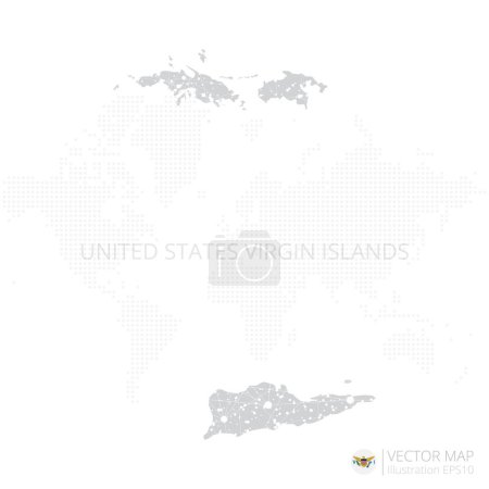 Ilustración de Mapa gris de las Islas Vírgenes de los Estados Unidos aislado sobre fondo blanco con líneas de malla abstractas y escalas puntuales. Ilustración vectorial eps 10 - Imagen libre de derechos