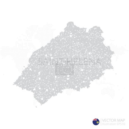 Illustration for Saint Helena grey map isolated on white background with abstract mesh line and point scales. Vector illustration eps 10 - Royalty Free Image