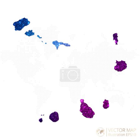 Ilustración de Mapa de Cabo Verde en azul geométrico con gradiente de estilo poligonal púrpura sobre fondo blanco. Ilustración vectorial Eps10. - Imagen libre de derechos
