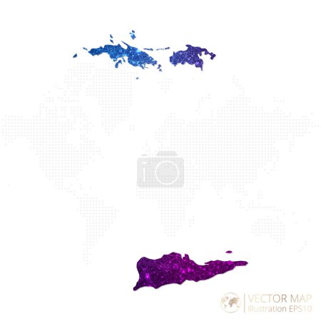 Ilustración de Mapa de las Islas Vírgenes de los Estados Unidos en wireframe geométrico azul con gradiente de estilo poligonal púrpura sobre fondo blanco. Ilustración vectorial Eps10. - Imagen libre de derechos