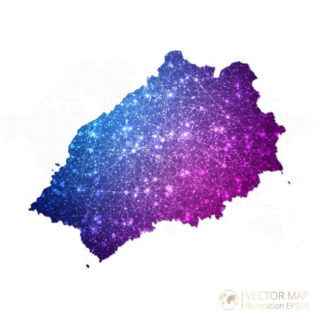 Illustration for Saint Helena map in geometric wireframe blue with purple polygonal style gradient graphic on white background. Vector Illustration Eps10. - Royalty Free Image