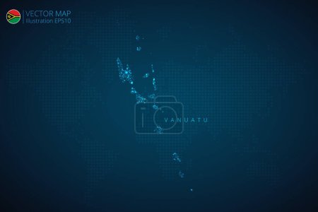 Illustration for Vanuatu Map modern design with abstract digital technology mesh polygonal shapes on dark blue background. Vector Illustration Eps 10. - Royalty Free Image