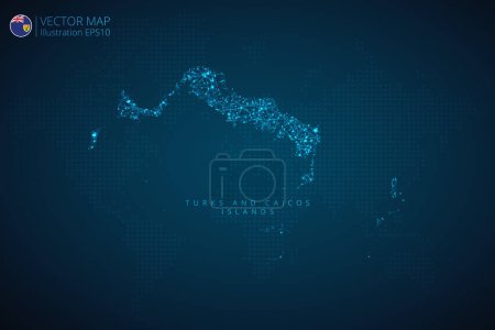 Illustration for Turks and Caicos Islands Map modern design with abstract digital technology mesh polygonal shapes on dark blue background. Vector Illustration Eps 10. - Royalty Free Image
