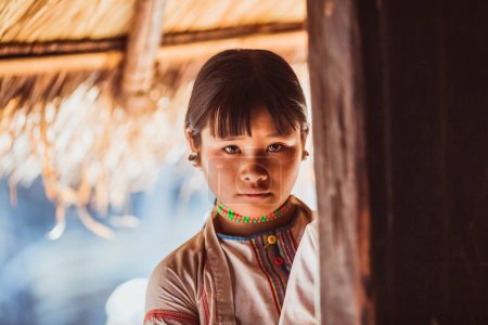 Photo for Portrait of Asian Beautiful Burmese girl farmer in Myanmar November 22 2019. High quality photo - Royalty Free Image