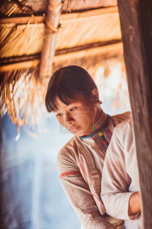 Photo for Portrait of Asian Beautiful Burmese girl farmer in Myanmar November 22 2019. High quality photo - Royalty Free Image