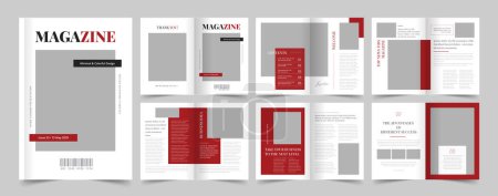 Illustration for Magazine Layout with Red Accents - Royalty Free Image