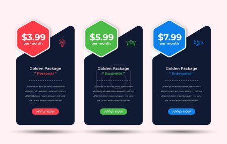 Photo for Pricing table in flat design style for websites and applications, infographic design - Royalty Free Image